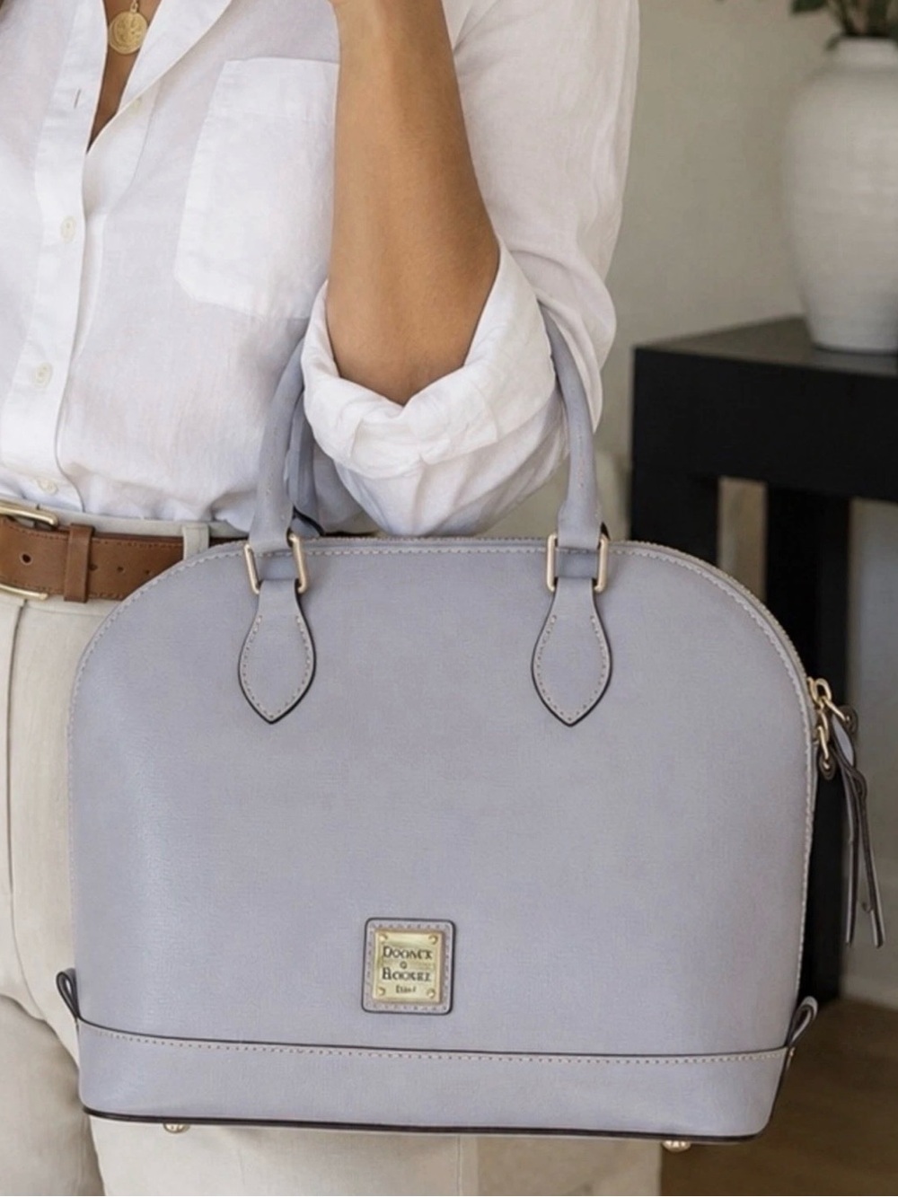 Dooney & Bourke Lilac Pebble Leather Satchel
